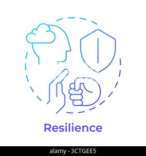 Icona del concetto di gradiente blu resilienza Illustrazione Vettoriale