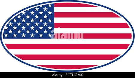 Ellisse bandiera USA (Stati Uniti d'America). Illustrazione vettoriale. Illustrazione Vettoriale