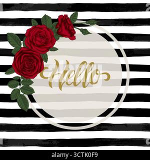 Sfondo bianco e nero a righe acquerello con scritta scritta scritta scritta scritta scritta a mano. Illustrazione Vettoriale