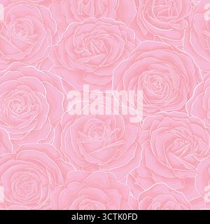 splendido motivo vintage senza cuciture con rose rosa. Illustrazione Vettoriale