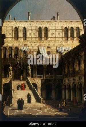 Il cortile del Palazzo Ducale con la Scala dei Giganti vista attraverso l'Arco Foscari, c1751. Trovato nella Collection of Collection Pérez SIMón, Messico. Foto Stock