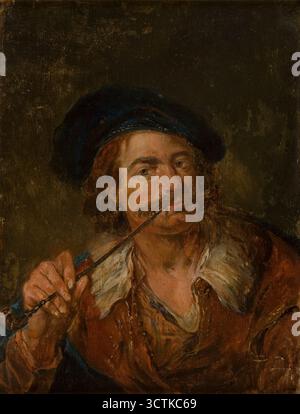 Uomo che fuma una pipa, c1850. Foto Stock