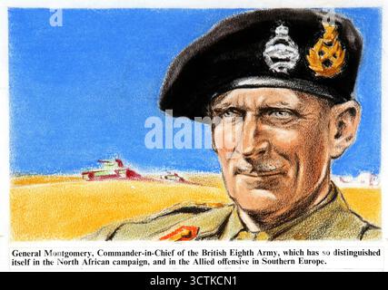 Generale Montgomery, comandante in capo dell'Ottava Armata britannica, che si è così distinta nella campagna nordafricana, e nell'offensiva alleata nell'Europa meridionale, c1943. Foto Stock