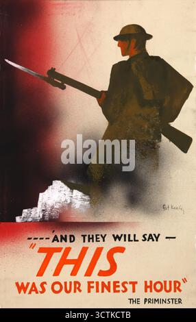 'E diranno - "questa era la nostra ora migliore" il PriMinster [sic]', poster della seconda guerra mondiale, tra il 1939 e il 1946. Foto Stock