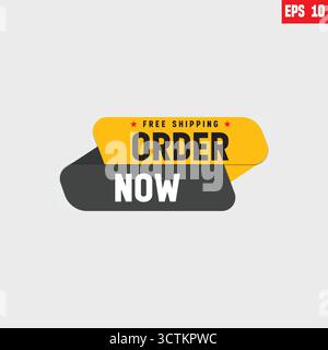 Oder ora offre. Spedizione gratuita, acquista ora, banner, badge o etichetta di vendita garantiti. Illustrazione del vettore di marketing. Sconto di oggi Illustrazione Vettoriale