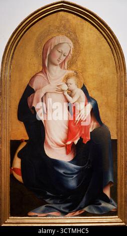 Madonna dell'umiltà, 1415, Tempera su legno, MASOLINO, Tommaso di Cristoforo fini detto, Galleria degli Uffizi, Galeria degli Uffizi, Firenze, Toscana, Italia. Foto Stock