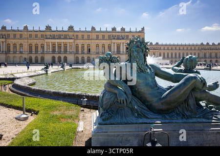Fontana del Nettuno, Bassin de Nettuno, Versailles, giardini di Versailles, Francia Foto Stock