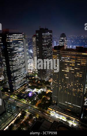 Tokyo, paesaggio urbano notturno, Giappone Foto Stock