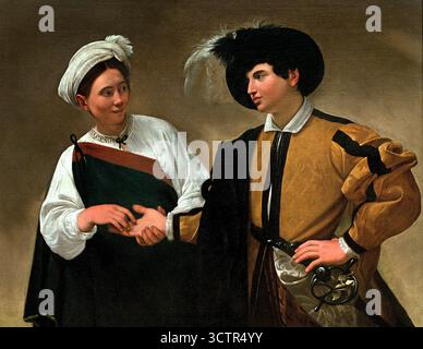 Good Luck (1594 - 1595) fortuneteller di Michelangelo Merisi (o Amerighi) da Caravaggio 1571 - 1610 Italia Italiano ( Caravaggio è stato un pittore italiano rivoluzionario tra la fine del XVI e l'inizio del XVII secolo, noto per il suo uso drammatico di luce e ombra e per i suoi dipinti realistici, spesso violenti, religiosi e di genere. ) Foto Stock