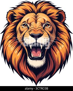 Maestosa testa di leone potente illustrazione vettoriale Illustrazione Vettoriale