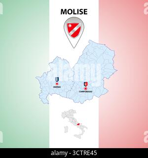 Molise, Italia, mappa regionale e simboli della regione e delle città, illustrazione vettoriale Illustrazione Vettoriale