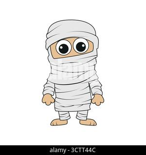 Carino personaggio della mummia dei cartoni animati. Illustrazione Vettoriale