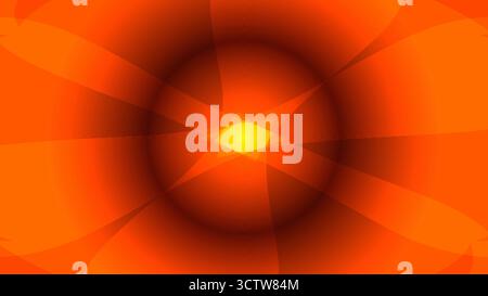 Un vibrante sfondo astratto dominato da intense tonalità arancio e rosso calde, caratterizzato da un fascio radiale centrale di stelle e sovrapposti Illustrazione Vettoriale