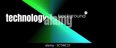 Uno sfondo tecnico verde e blu con linee astratte e un motivo a triangolo bianco per una geometria moderna o un modello di design ecologico. Illustrazione Vettoriale