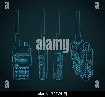 Disegni dei walkie-talkie illustrazione vettoriale stilizzata Illustrazione Vettoriale
