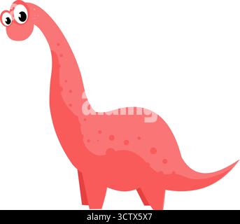 Carino cartone animato a collo lungo dinosauro brontosauro illustrazione vettoriale Illustrazione Vettoriale