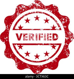 timbro di gomma verificato rosso grunge con illustrazione vettoriale a stelle Illustrazione Vettoriale