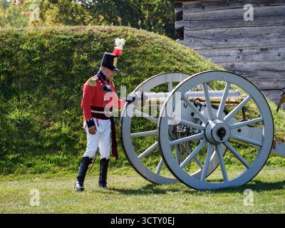Il colpo del canone, Fort George, Niagara-on-the-Lake, Ontario, Canada Foto Stock