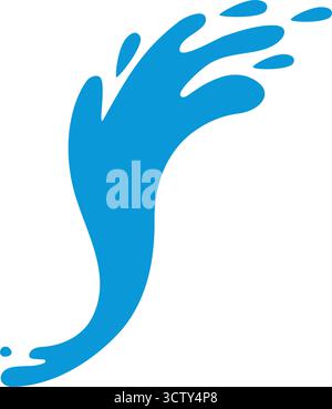 Onda di spruzzi d'acqua blu. Forma liquida vettoriale per design astratto, loghi, decorazioni e composizioni creative Illustrazione Vettoriale