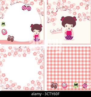 orso, ragazza, set di vettori di cancelleria del treno Illustrazione Vettoriale