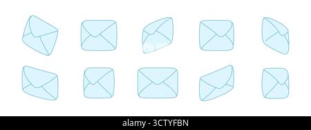 Icona vettoriale delle buste 3D, design isometrico per comunicazioni ed e-mail, concetto di lettera di posta che mostra due volte la busta. Illustrazione isolata per Internet Illustrazione Vettoriale