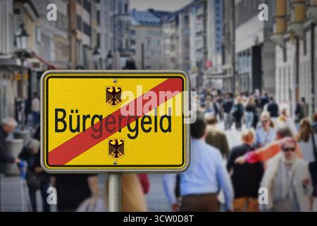 ACHTUNG FOTOMONTAGE Union und SPD verkuenden Ergebnisse: DAS Ende vom Buergergeld, das jetzt Grundsicherung heisst Koalition einigt sich bei Rente, Verkehr und Buergergeld *** ATTENZIONE FOTO MOONTAGES Union e SPD annunciano i risultati la fine dell'indennità dei cittadini, ora chiamata Basic Security Coalition raggiunge un accordo su pensioni, trasporti e indennità dei cittadini Foto Stock