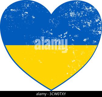 Bandiera Ucraina Heart Shape Grunge Illustrazione Vettoriale