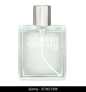 1 flacon di vetro e profumo isolati su sfondo bianco Foto Stock
