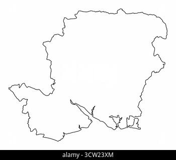 Contea di Hampshire, mappa di contorno isolata su sfondo bianco, Inghilterra Illustrazione Vettoriale
