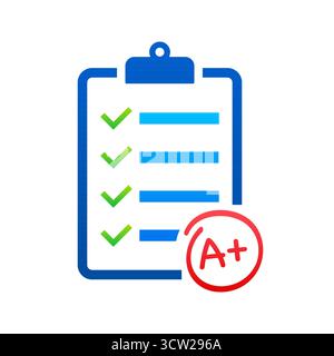 Appunti che mostrano i risultati dei test con Un voto positivo Illustrazione Vettoriale