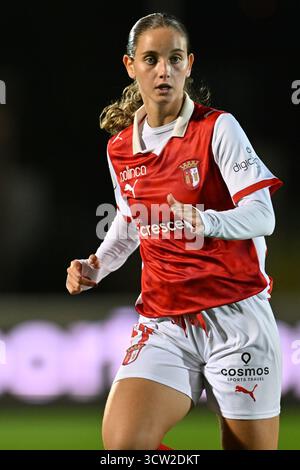 Deinze, Belgio. 8 ottobre 2025. Rita Melo (87) di Braga nella foto durante una partita di calcio femminile tra RSC Anderlecht Women e SC Braga nel secondo turno di qualificazione prima tappa della stagione 2025-2026 della UEFA Womens Europa Cup, giovedì 8 ottobre 2025 a Deinze, Belgio . Crediti: Sportpix/Alamy Live News Foto Stock