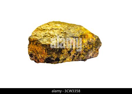 Uranio, un minerale utilizzato nella ricerca nucleare negli Stati Uniti e in Iran. Minerale prezioso e radioattivo. Concetto di radiazione. Foto Stock