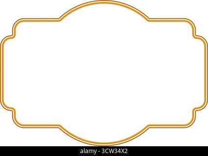 Cornice 3d dorata di lusso, vignette ornamentali realistiche e brillanti. Confine tradizionale islamico, elemento decorativo indiano, forme marocchine. Illustrazione vettoriale Illustrazione Vettoriale