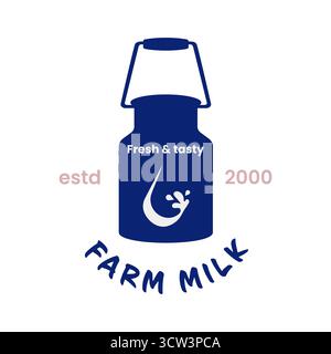 Questa immagine mette in risalto gli sforzi per la conservazione dell'ambiente attraverso un marchio di latte fresco di fattoria. Il logo presenta un design del biberon, che enfatizza i valori ecologici e biologici. Illustrazione Vettoriale