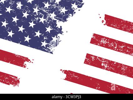 sfondo angolo bandiera americana con effetto grunge. illustrazione patriottica vettoriale per festività nazionali, vendite ed eventi Illustrazione Vettoriale
