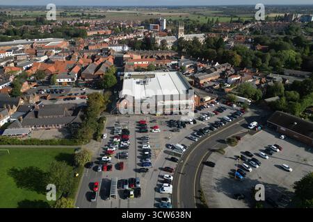 Vista aerea dell'abbazia di Selby. Chiesa anglicana a Selby. North Yorkshire Foto Stock