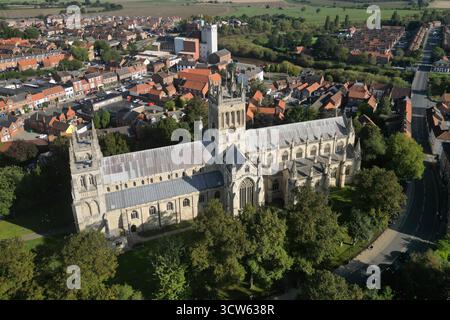 Vista aerea dell'abbazia di Selby. Chiesa anglicana a Selby. North Yorkshire Foto Stock