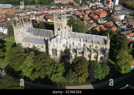Vista aerea dell'abbazia di Selby. Chiesa anglicana a Selby. North Yorkshire Foto Stock