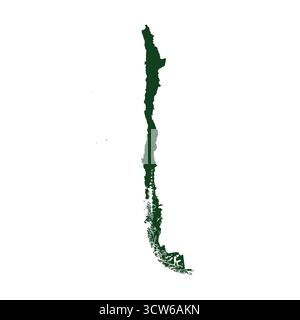 Cartina del Cile, insegna silhouette. Mappa del mondo Globe. Illustrazione vettoriale isolata su sfondo bianco. Continente del Sud America Illustrazione Vettoriale