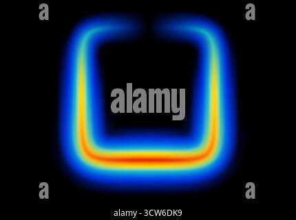 Forma astratta che si illumina di luce al neon con la tavolozza dei colori della mappa termica Illustrazione Vettoriale