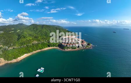 Fotografia aerea del Nanao Century Seascape Golf Club nel nuovo quartiere di Dapeng, Shenzhen Foto Stock