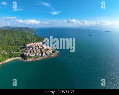 Fotografia aerea del Nanao Century Seascape Golf Club nel nuovo quartiere di Dapeng, Shenzhen Foto Stock