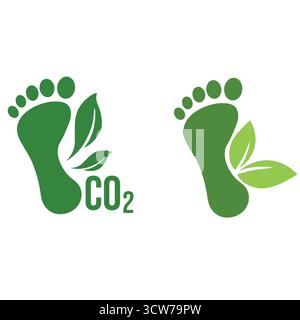 Impronta ecologica, impronta di CO2, riduzione delle emissioni di anidride carbonica, vettore, modificabile e personalizzabile Illustrazione Vettoriale
