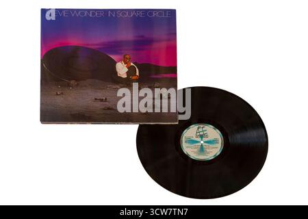 Stevie Wonder in Square Circle copertina LP in vinile isolata su sfondo bianco Foto Stock