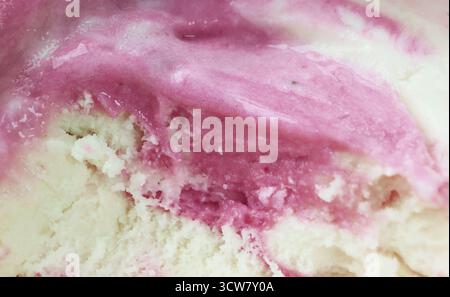 Primo piano sul modello artistico del gelato allo yogurt ai mirtilli Foto Stock