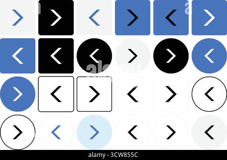 Icone freccia impostate per navigazione e direzione interfaccia utente Illustrazione Vettoriale