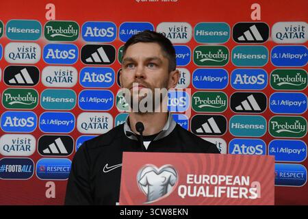 Tallin, Estonia. 10 ottobre 2025. Jurgen Henn (Allenatore Estonia) Conferenza stampa Pre-partita durante Team Italia - Conferenza stampa, Coppa del mondo FIFA a Tallin, Estonia, 10 ottobre 2025 credito: Agenzia fotografica indipendente/Alamy Live News Foto Stock