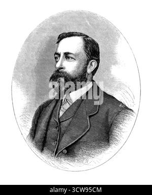 1875 c , New York , USA : il pittore tedesco-americano ALBERT BIERSTADT ( 1830 - 1902 ) . Meglio conosciuto per i suoi sontuosi e spaziosi paesaggi del West americano. Si unì a diversi viaggi dell'espansione verso ovest per dipingere le scene. Non fu il primo artista a registrare i siti, ma fu il più importante pittore di essi per il resto del XIX secolo. Incisore sconosciuto , da un ritratto originale di Sarony , New York - . STORIA - FOTO STORICHE - RITRATTO - RITRATTO - barba - barba - ARTE - ARTI VISIVE - ARTI VISIVE - PITTORE - colletto - colletto - cravatta - EPOCA VITTORIANA Foto Stock