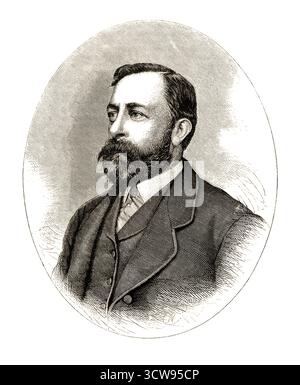 1875 c , New York , USA : il pittore tedesco-americano ALBERT BIERSTADT ( 1830 - 1902 ) . Meglio conosciuto per i suoi sontuosi e spaziosi paesaggi del West americano. Si unì a diversi viaggi dell'espansione verso ovest per dipingere le scene. Non fu il primo artista a registrare i siti, ma fu il più importante pittore di essi per il resto del XIX secolo. Incisore sconosciuto , da un ritratto originale di Sarony , New York - . STORIA - FOTO STORICHE - RITRATTO - RITRATTO - barba - barba - ARTE - ARTI VISIVE - ARTI VISIVE - PITTORE - colletto - colletto - cravatta - EPOCA VITTORIANA Foto Stock
