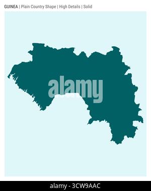 Mappa della Guinea. Dettagli di alto livello. Stile solido. Forma della Guinea. Illustrazione vettoriale. Illustrazione Vettoriale